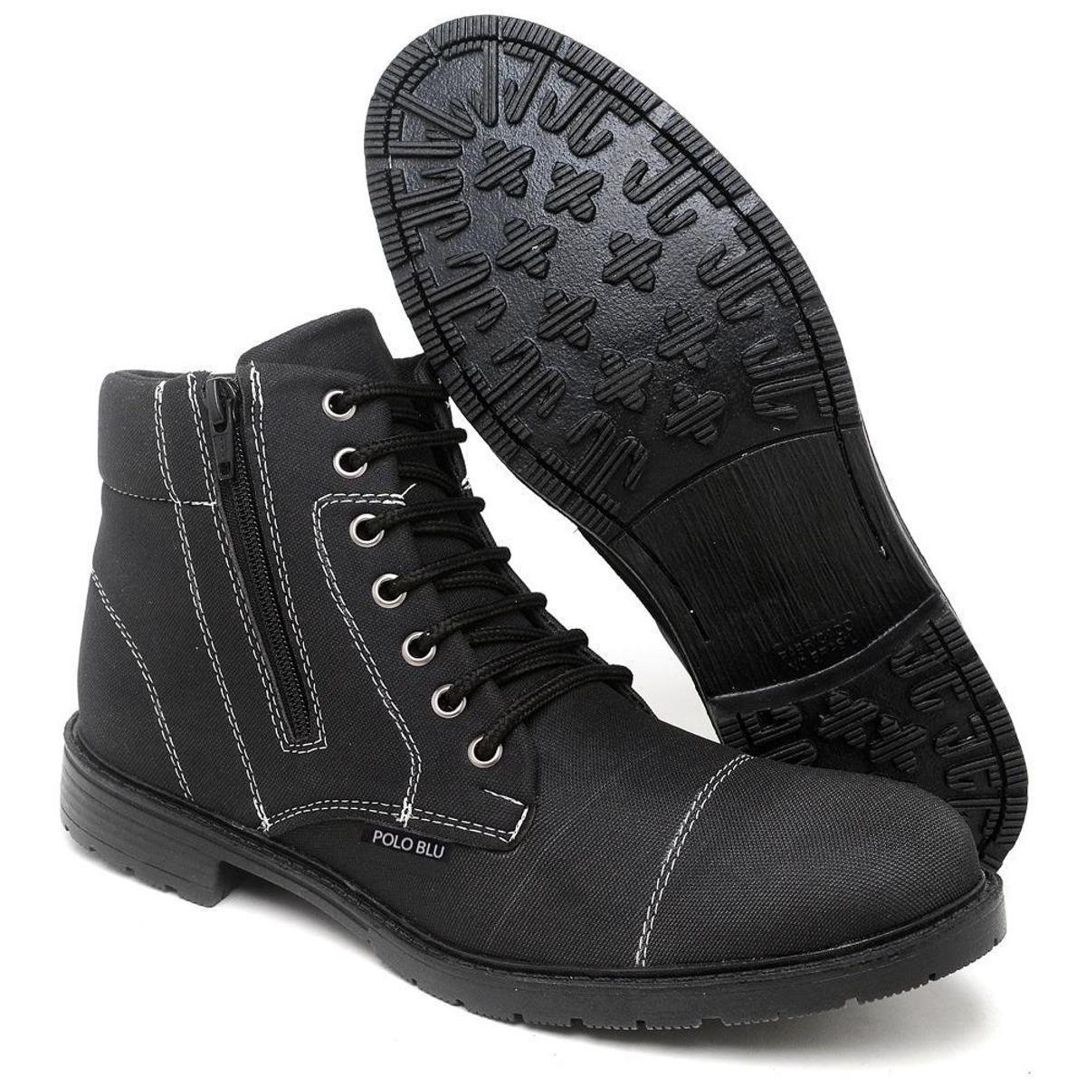 Bota Coturno Masculina Zíper Lateral Cadarço e Sola Tratorada