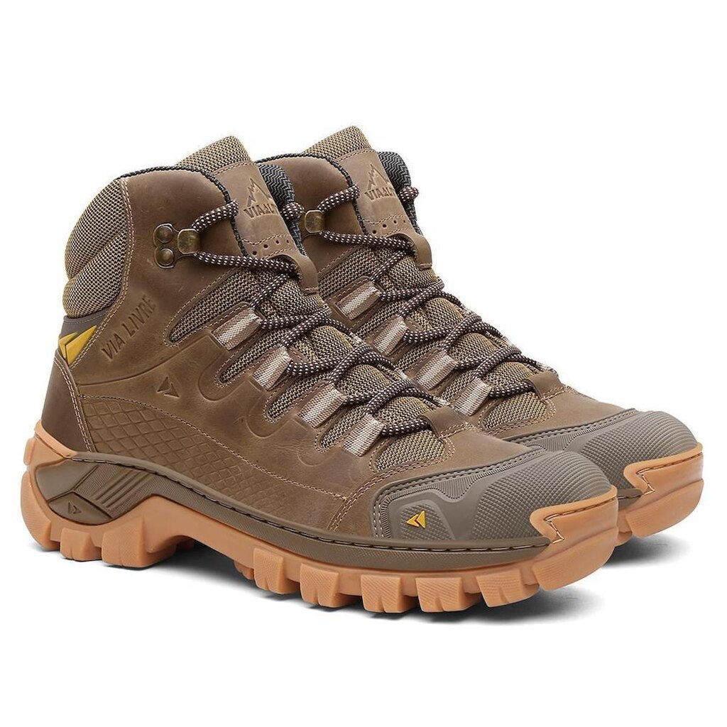 Bota Coturno Masculino Cano Médio em Couro Robusto Confortável e Solado Antiderrapante