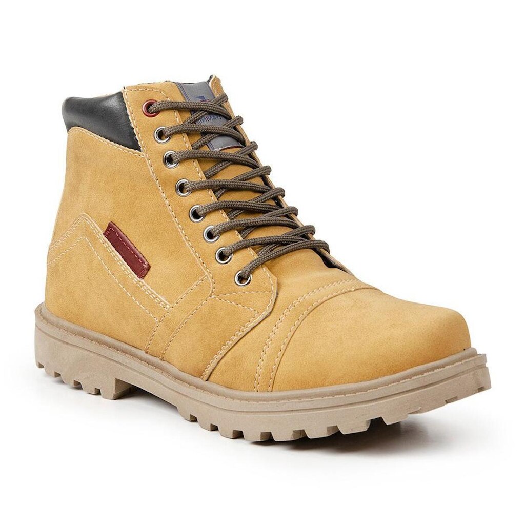 Bota Coturno Masculino Casual Cadarço Solado Costurado Antiderrapante