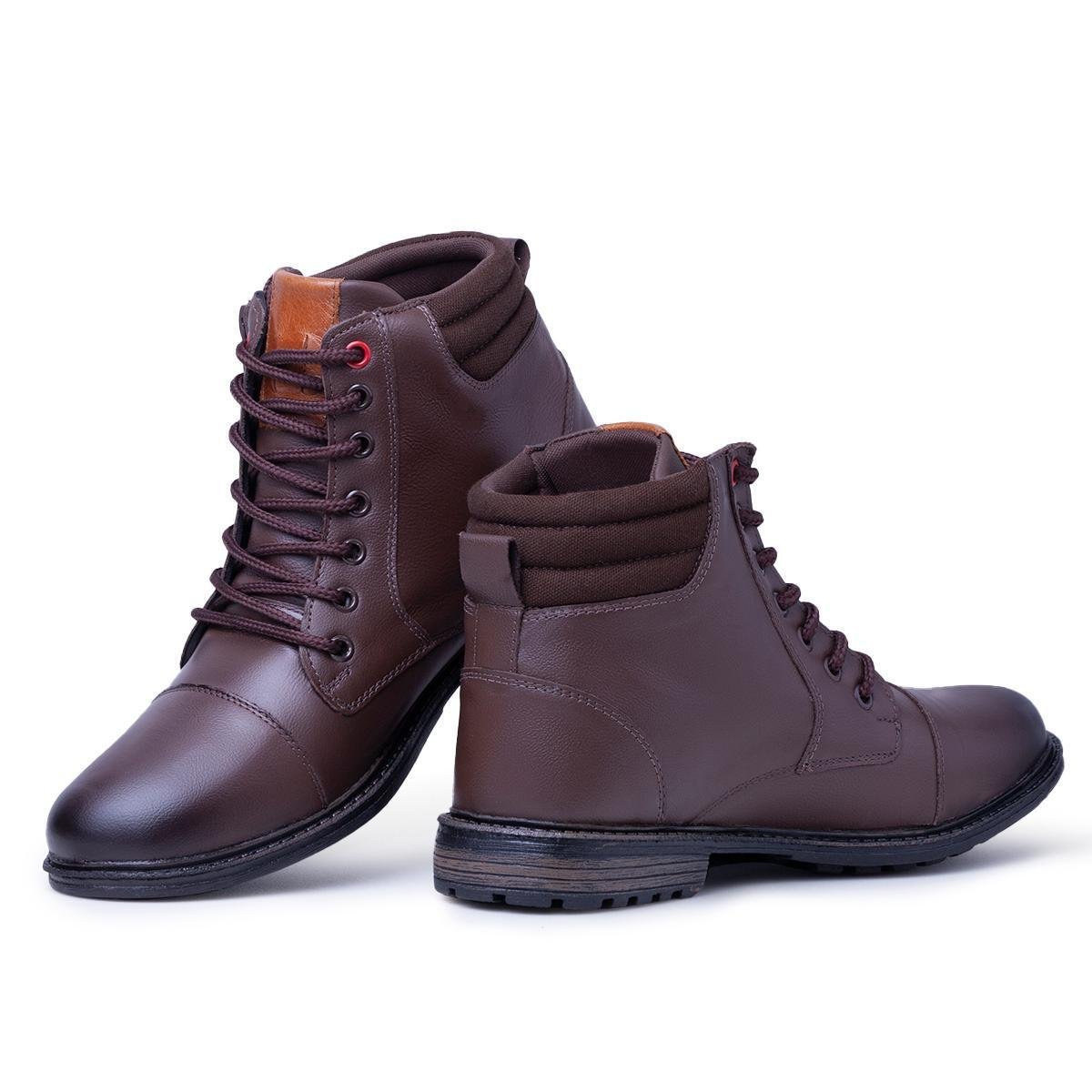 Bota Coturno Masculino Casual Com Cadarço e Zíper Ajustável Conforto Menor preço em Bota Coturno Masculino Casual Com Cadarço e Zíper Ajustável Conforto