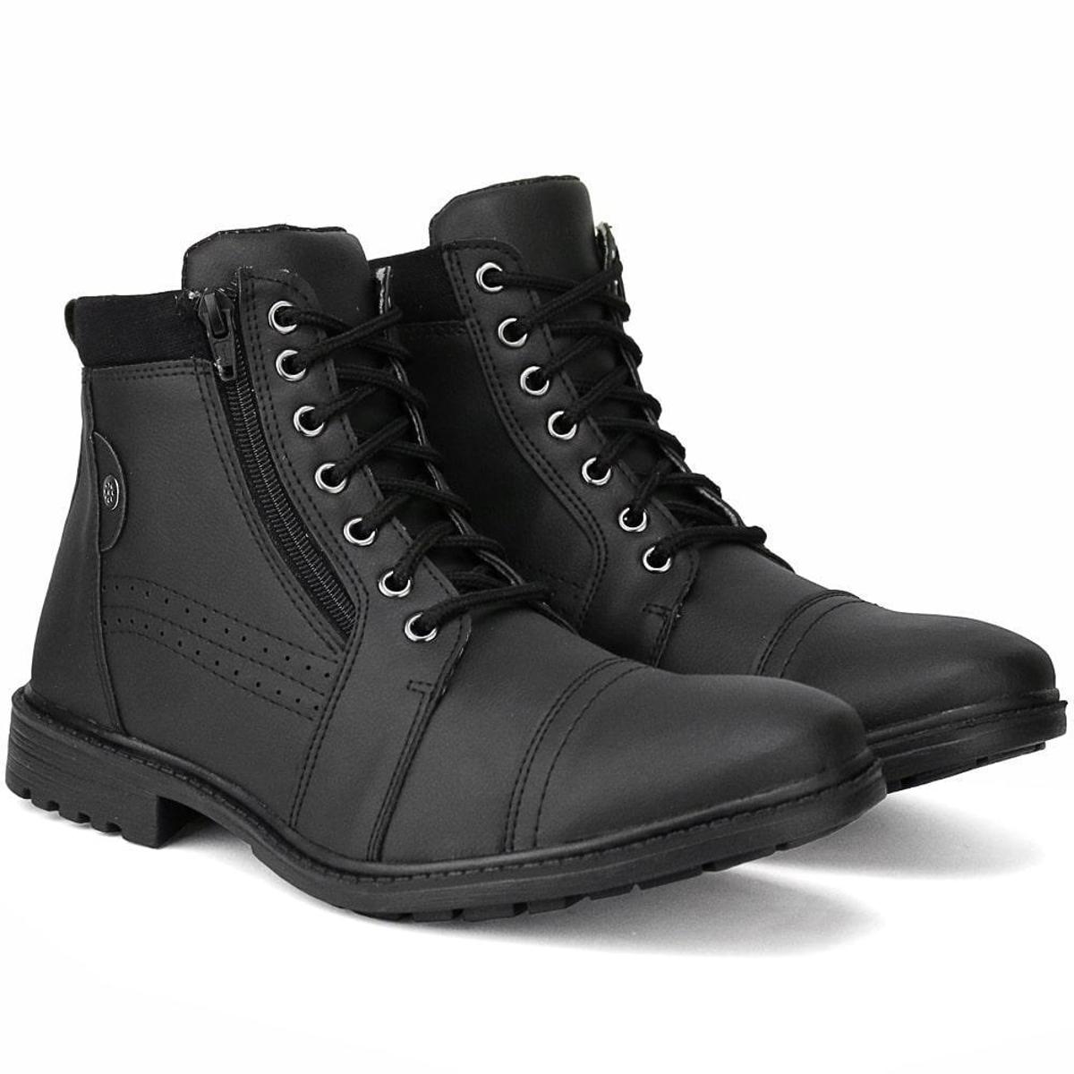 Bota Coturno Masculino Casual Com Zíper Lateral Cano Médio Menor preço em Bota Coturno Masculino Casual Com Zíper Lateral Cano Médio