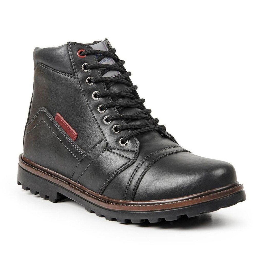 Bota Coturno Masculino Casual Confortável Solado de Borracha Blaqueado Preto