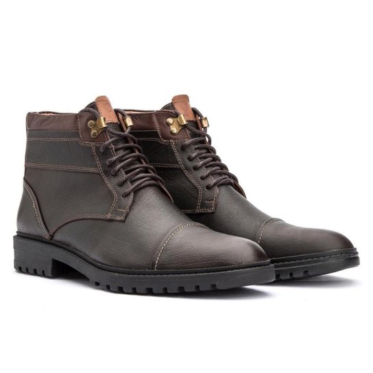 Bota Coturno Masculino Casual de Amarrar - Preto Menor preço em Bota Coturno Masculino Casual de Amarrar - Preto