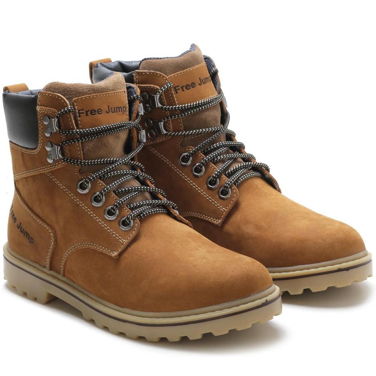 Menor preço em Bota Coturno Masculino Couro Legitimo Free Jump Amarelo