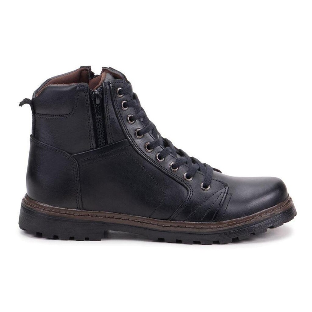 Bota Coturno Masculino de Couro Legítimo Militar Trilha