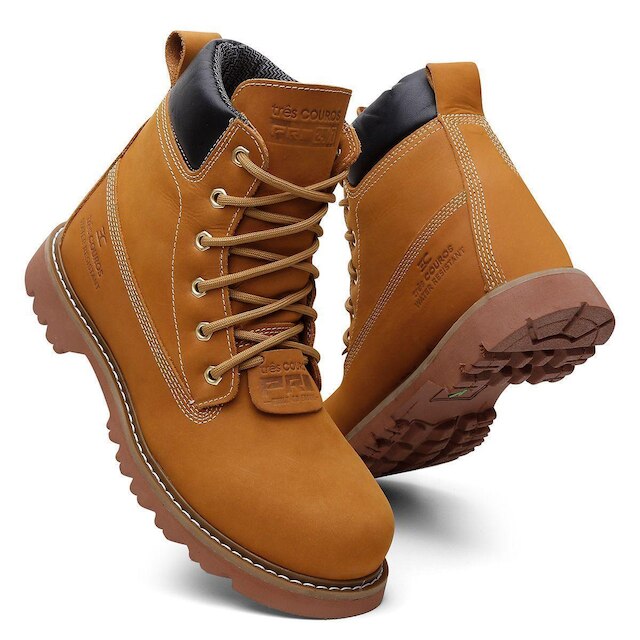 Bota Coturno Masculino em Couro Legítimo Resistente à Água