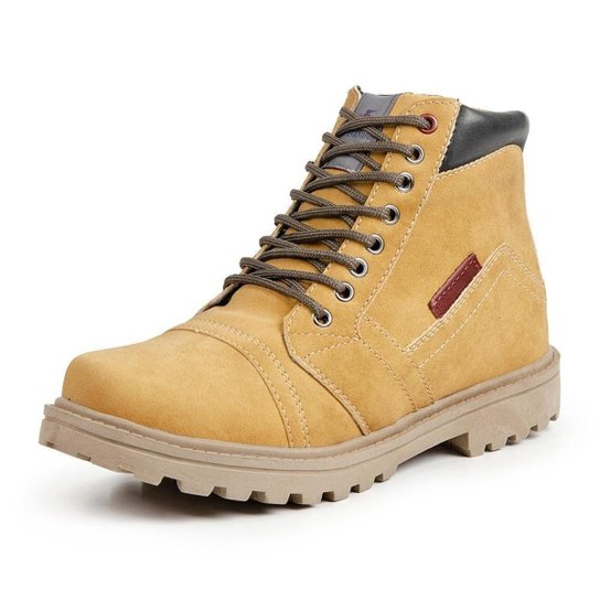 Bota Coturno Masculino Sola Tratorada Costura Reforçada Cano Curto Moda Casual Passear Sair - Bege Menor preço em Bota Coturno Masculino Sola Tratorada Costura Reforçada Cano Curto Moda Casual Passear Sair - Bege