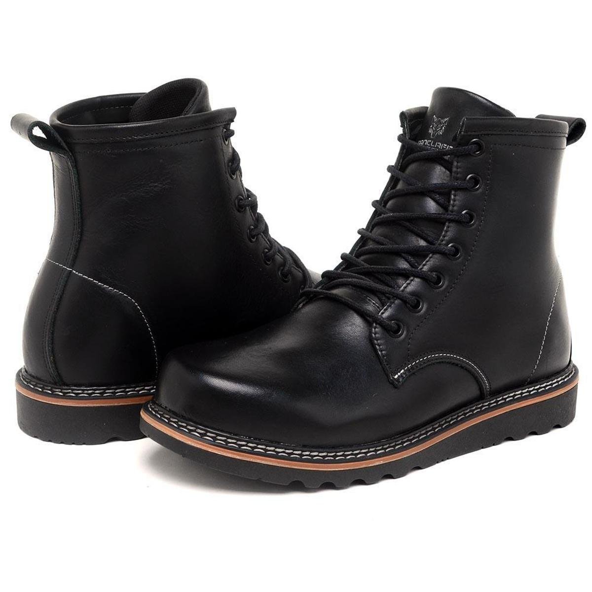 Bota Coturno Moc Toe Couro Lactego Confortável