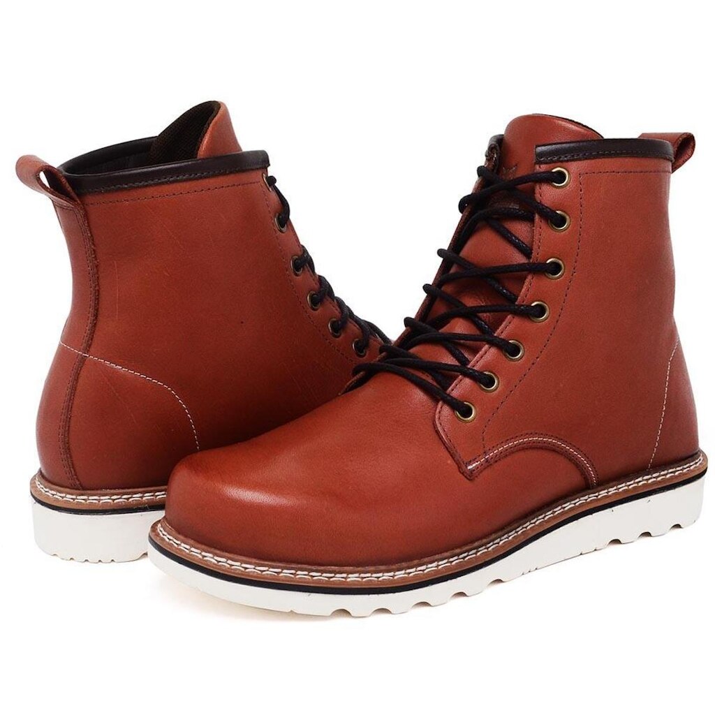 Bota Coturno Moc Toe Couro Lactego Confortável