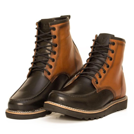 Bota Coturno Moc Toe Couro Spider BlackOrange Cmr Shoes - Preto+Laranja Menor preço em Bota Coturno Moc Toe Couro Spider BlackOrange Cmr Shoes - Preto+Laranja