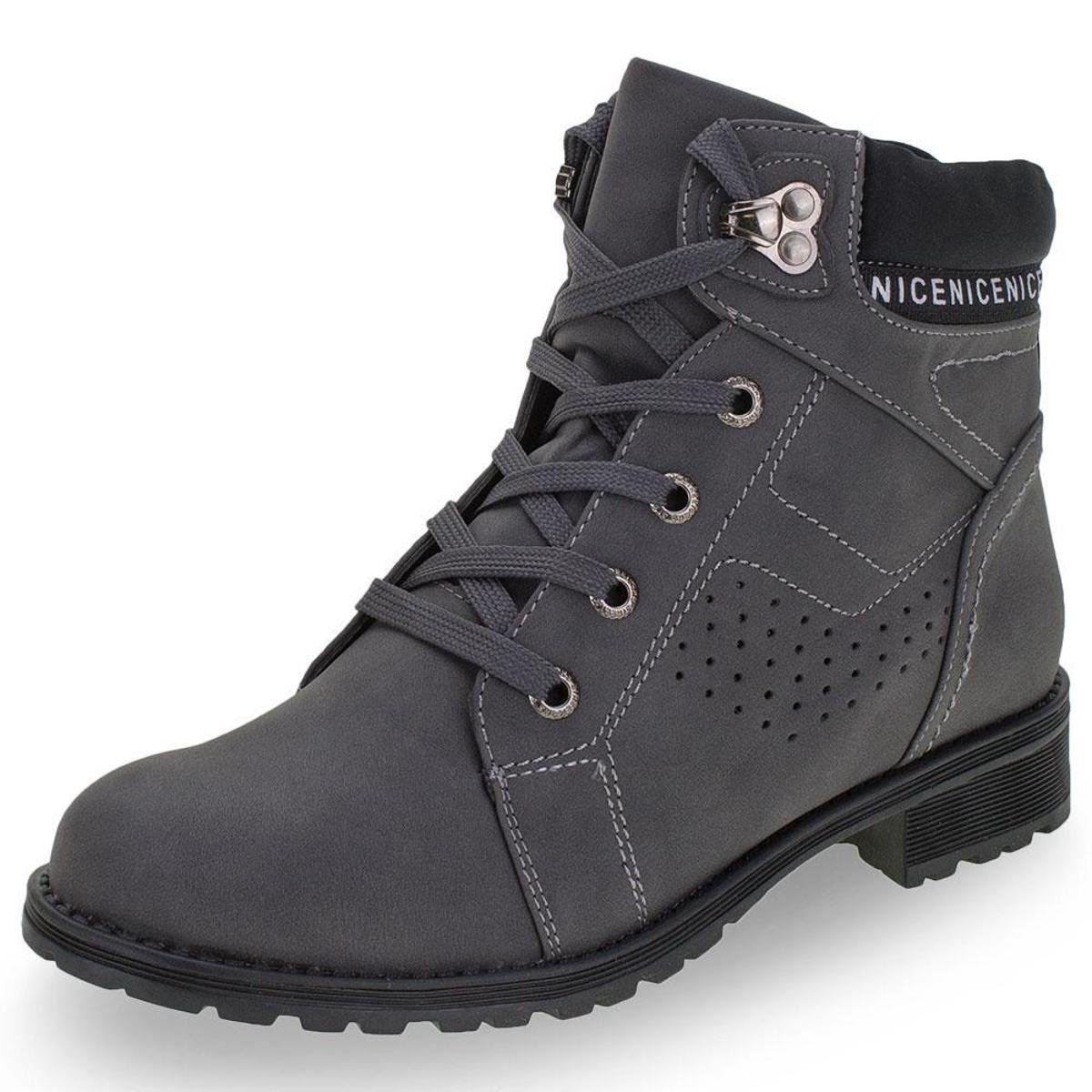 coturno feminino cinza