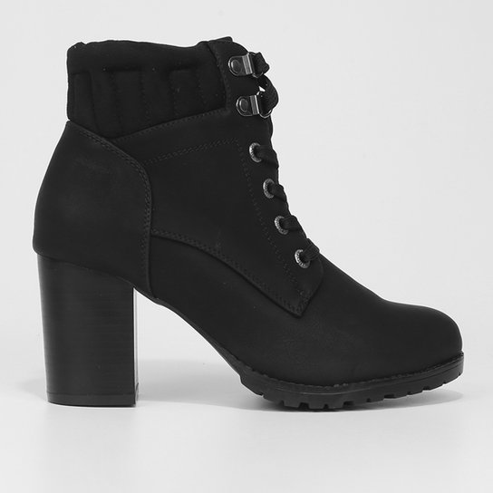 Bota Coturno Mooncity Salto Alto Feminina - Preto Menor preço em Bota Coturno Mooncity Salto Alto Feminina - Preto