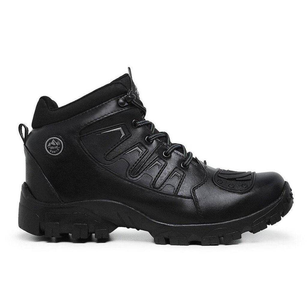 Bota Coturno Motorcycle Centuria Cano Baixo Em Couro Preto