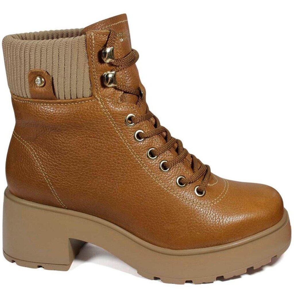 Bota Coturno Pegada Burnished Couro Feminino 282104-02