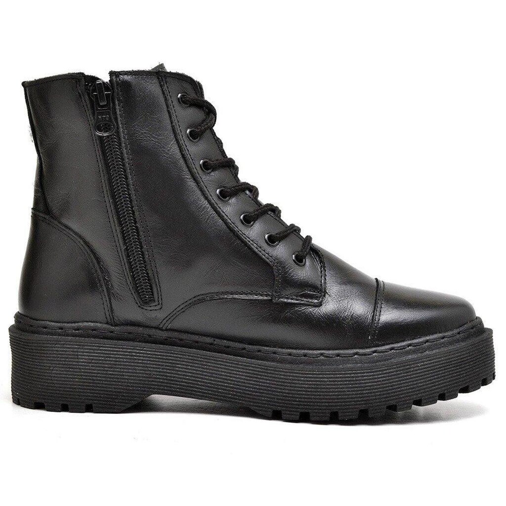 Bota Coturno Preta Feminina Cano Curto Tratorada Conforto 2208