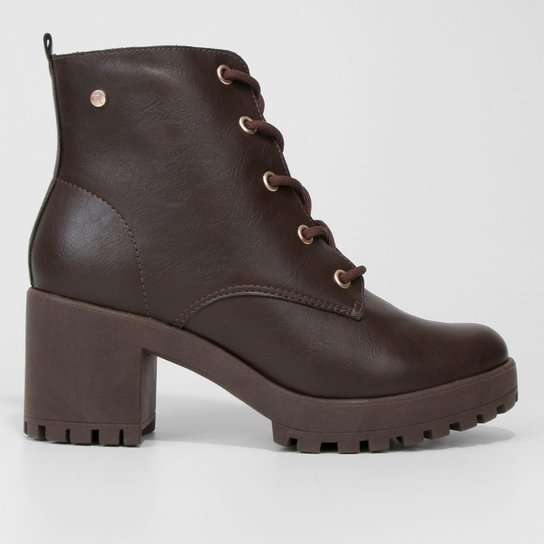 Bota Coturno Ramarim Cano Médio Feminina - Marrom Escuro Menor preço em Bota Coturno Ramarim Cano Médio Feminina - Marrom Escuro