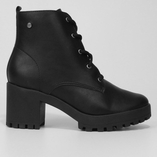 Bota Coturno Ramarim Cano Médio Feminina - Preto+Chumbo Menor preço em Bota Coturno Ramarim Cano Médio Feminina - Preto+Chumbo