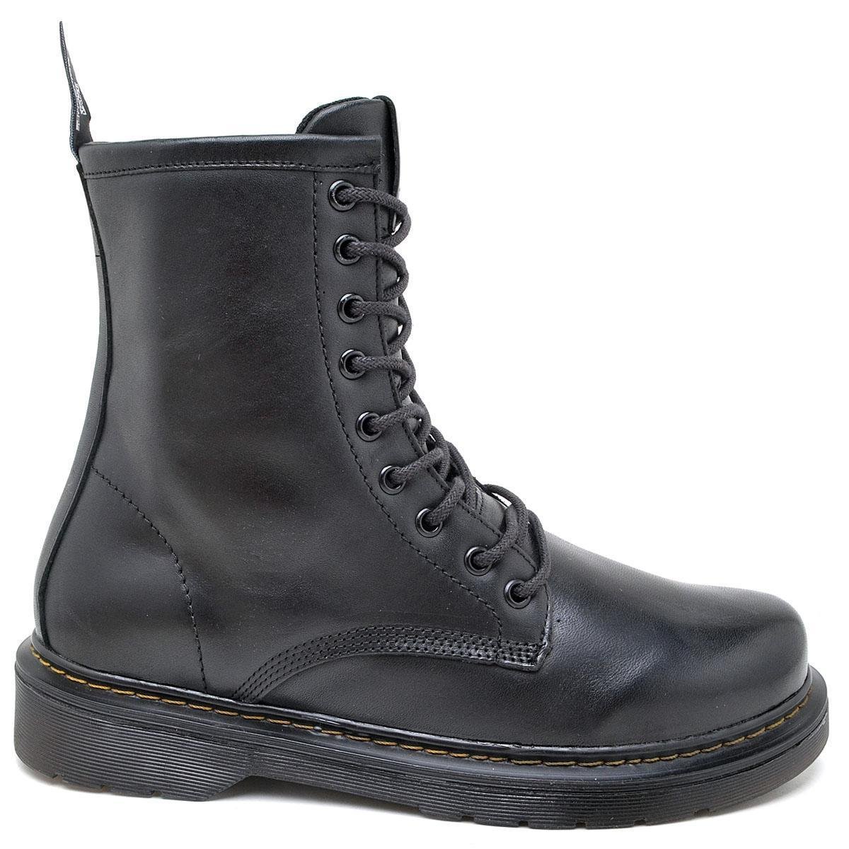 Bota Coturno Rock Cano Alto Couro Menor preço em Bota Coturno Rock Cano Alto Couro