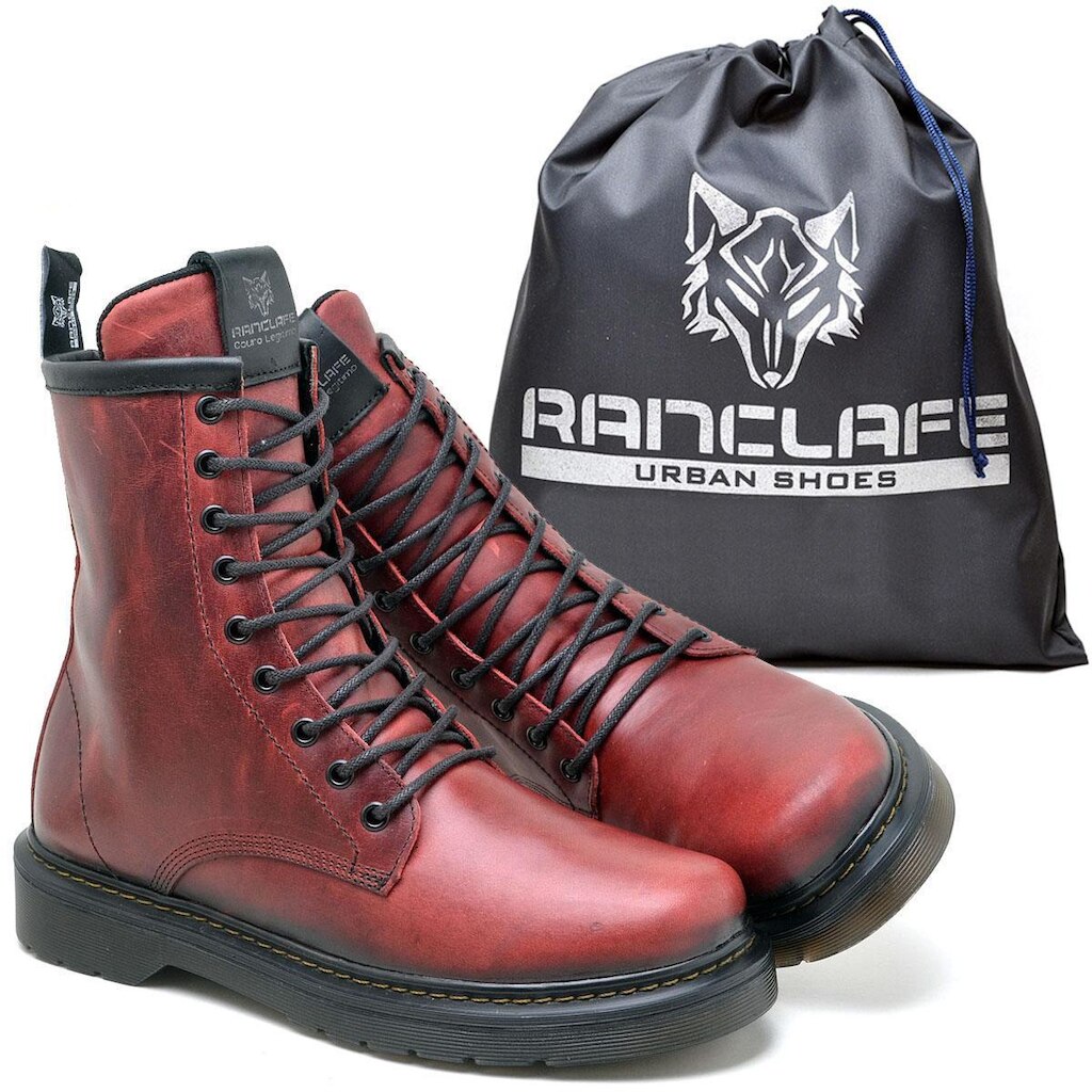 Bota Coturno Rock Cano Alto Couro