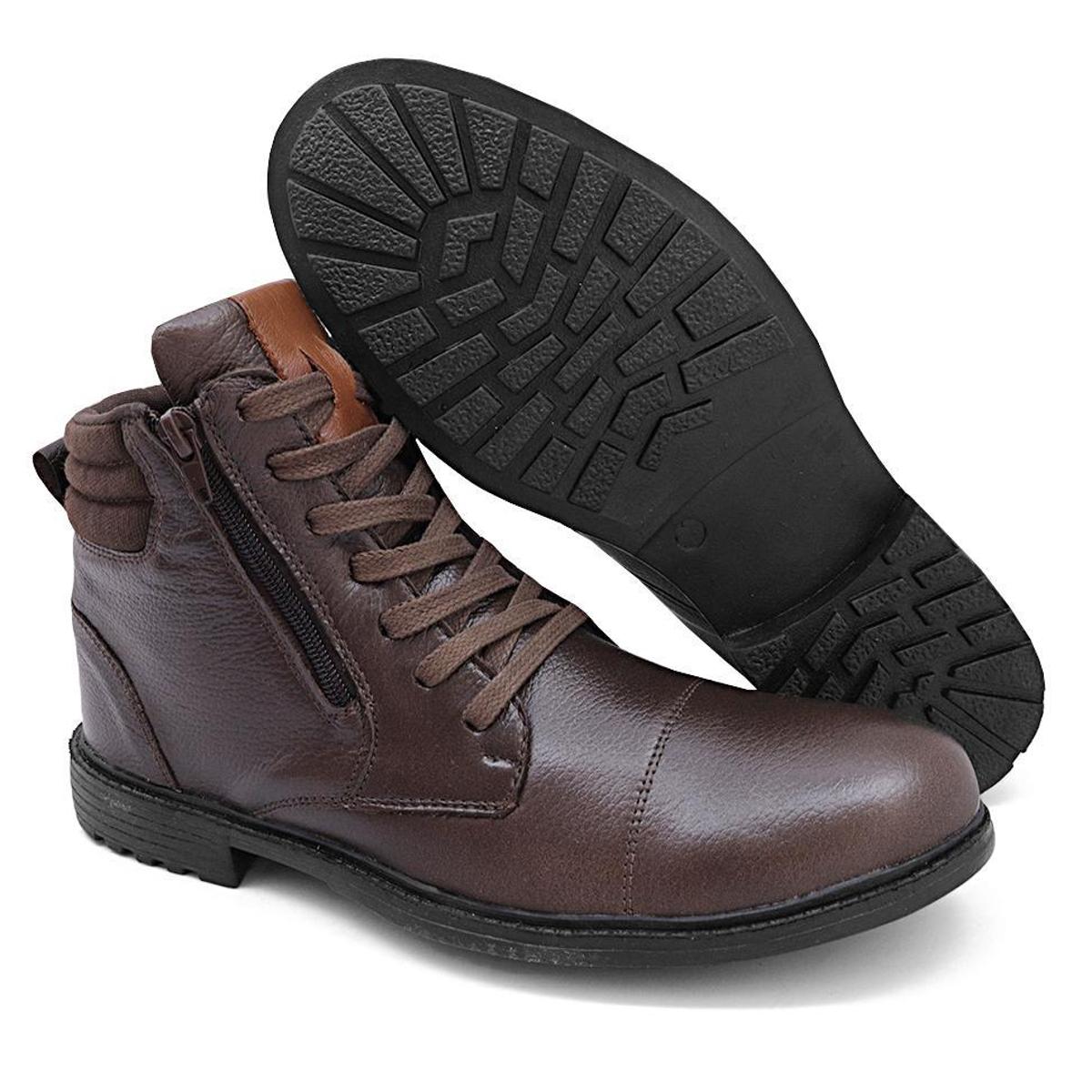 Menor preço em Bota Coturno Thander Masculino Couro Legitimo com Zíper Lateral Conforto para o Dia a Dia