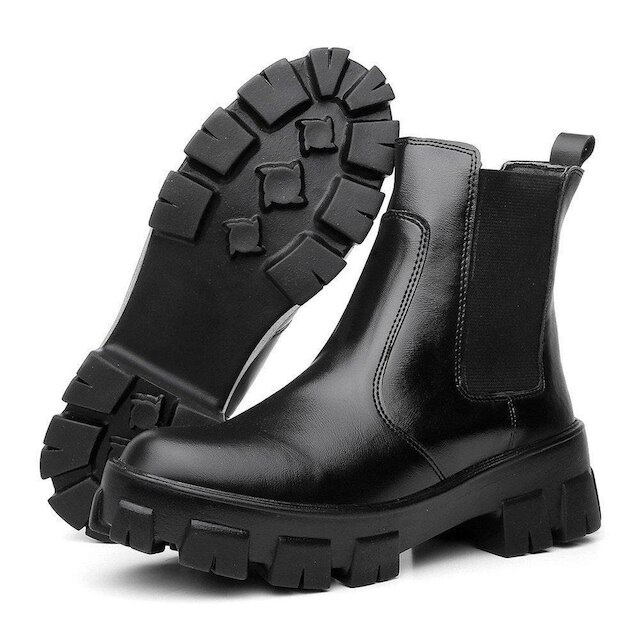 Bota Coturno Tratorada Chelsea Macia Confortável Preto