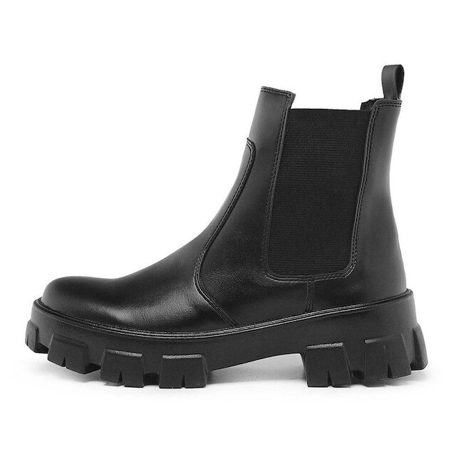 Bota Coturno Tratorada Chelsea Macia Confortável Preto