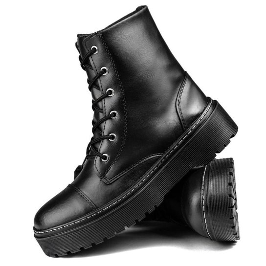 Bota Coturno Tratorada SapatoFran Plataforma Feminina - Preto Menor preço em Bota Coturno Tratorada SapatoFran Plataforma Feminina - Preto