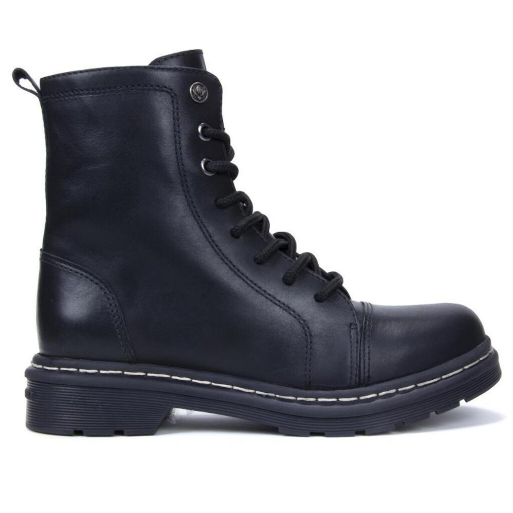 Bota Coturno Tratorado Couro Cravo e Canela 85653C Feminina