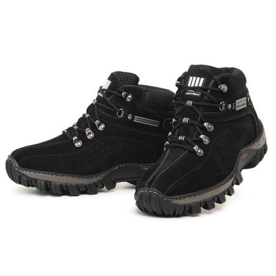 Bota Coturno Trekking Adventure Masculino Trilha Rapel Caminhada De Couro - Preto Menor preço em Bota Coturno Trekking Adventure Masculino Trilha Rapel Caminhada De Couro - Preto