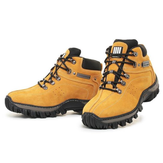 Bota Coturno Trekking Adventure Masculino Trilha Rapel Caminhada De Couro - Amarelo Menor preço em Bota Coturno Trekking Adventure Masculino Trilha Rapel Caminhada De Couro - Amarelo