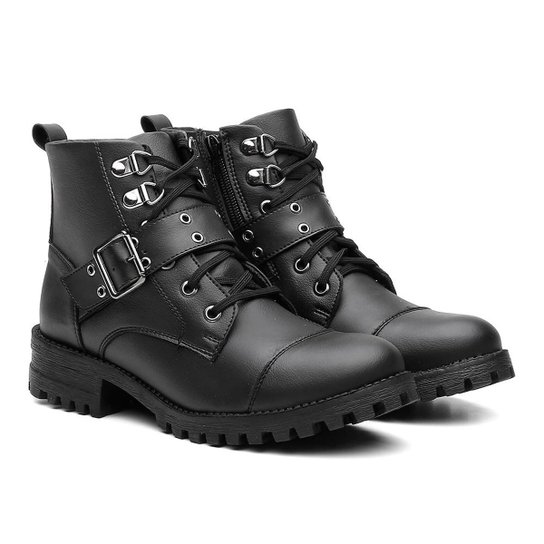 Bota Coturno Vicerinne Tratorada Rock Feminina - Preto Menor preço em Bota Coturno Vicerinne Tratorada Rock Feminina - Preto