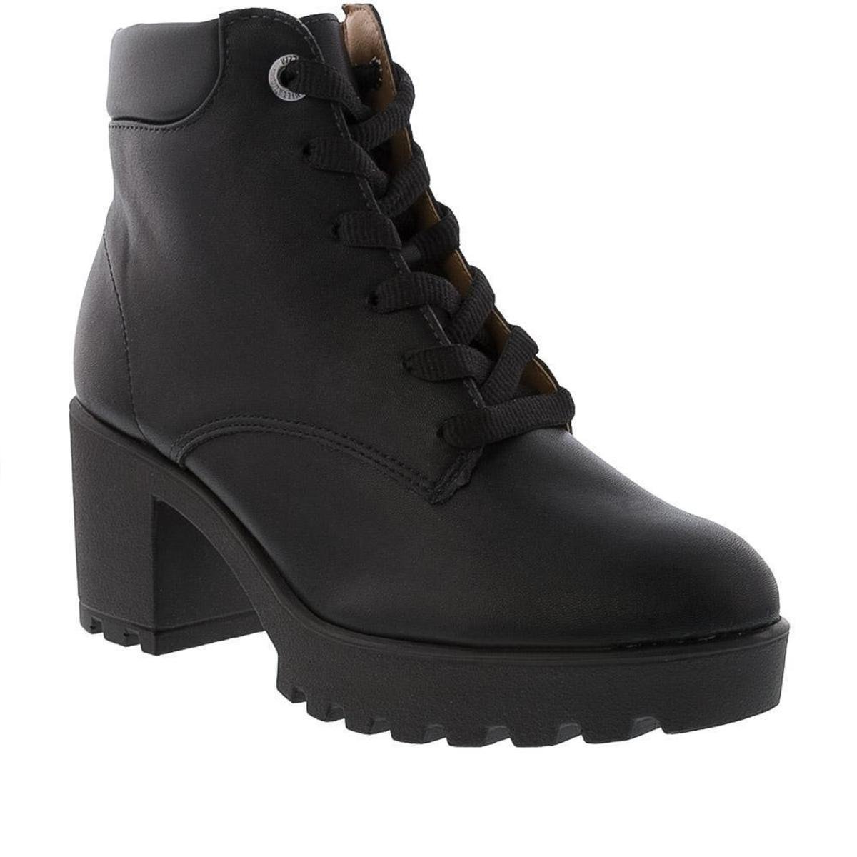 Bota Coturno Vizzano Salto Bloco Feminina - Preto | Netshoes