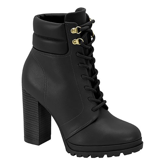 Bota Coturno Vizzano Tratorada Salto Alto Feminina Preto Netshoes