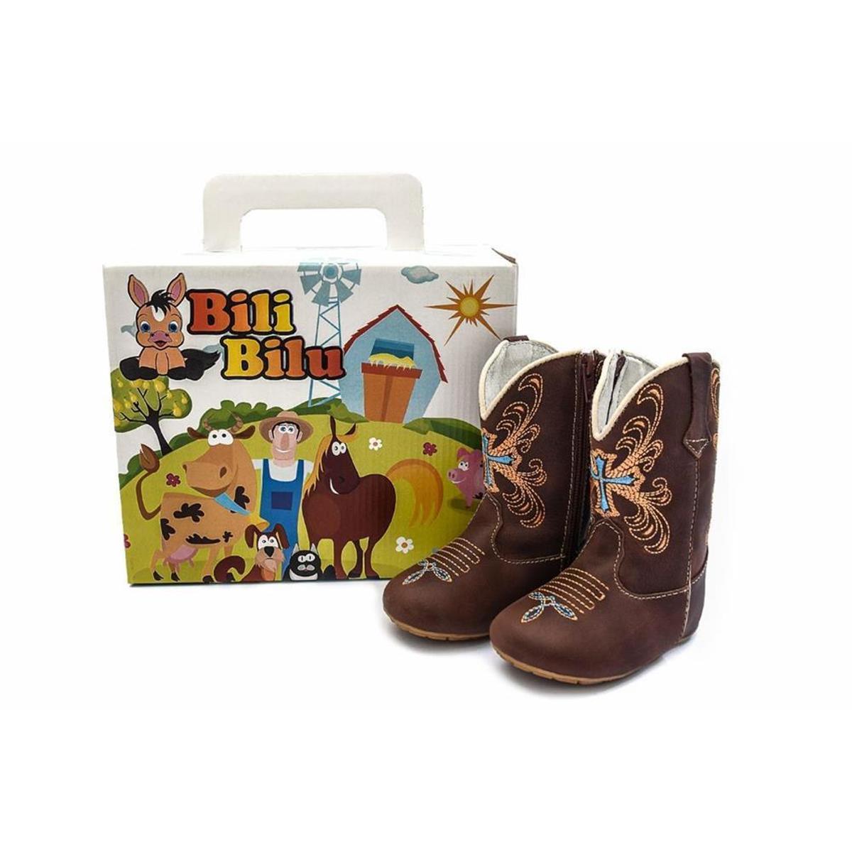 Bota Country Para Bebê Texana Menino Menina Ki Fofo Couro Couro Marrom 1820  em Promoção | Ofertas na Americanas