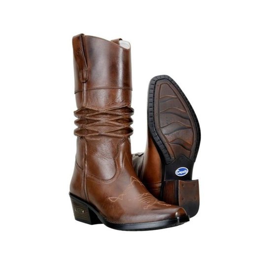 Bota Country Capelli Texana Couro Masculina Bordada Casual - Marrom Escuro Menor preço em Bota Country Capelli Texana Couro Masculina Bordada Casual - Marrom Escuro