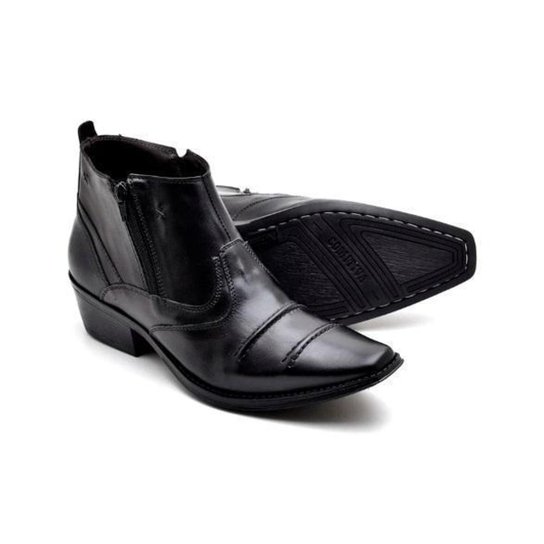 Bota Country Em Couro Bico fino Masculina Preto Netshoes