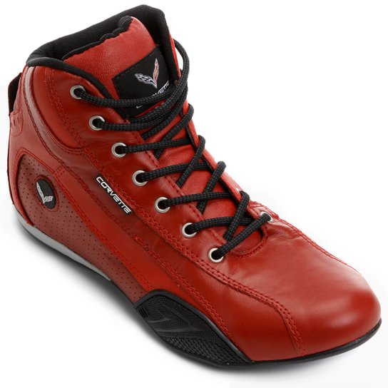 Bota Couro Corvette Suzuka Masculina - Vermelho