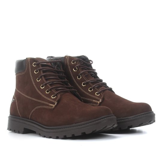 Bota Couro Coturno Fly Walk Freeland Masculina - Café Menor preço em Bota Couro Coturno Fly Walk Freeland Masculina - Café