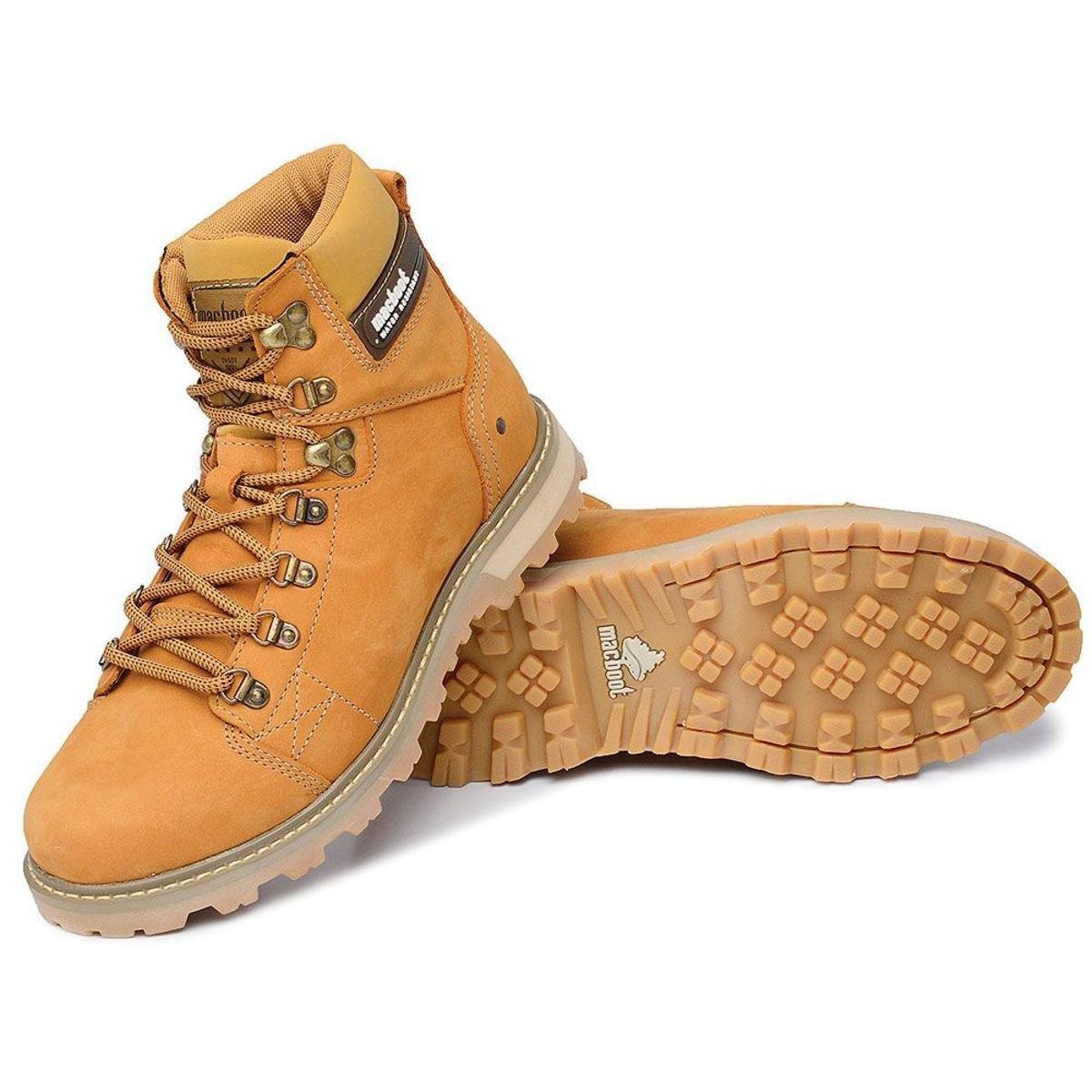 Bota Couro Coturno Macboot Caxambu Masculino Mostarda Netshoes