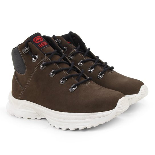 Bota Couro Ecko Cano Curto Lisa Masculina - Chumbo