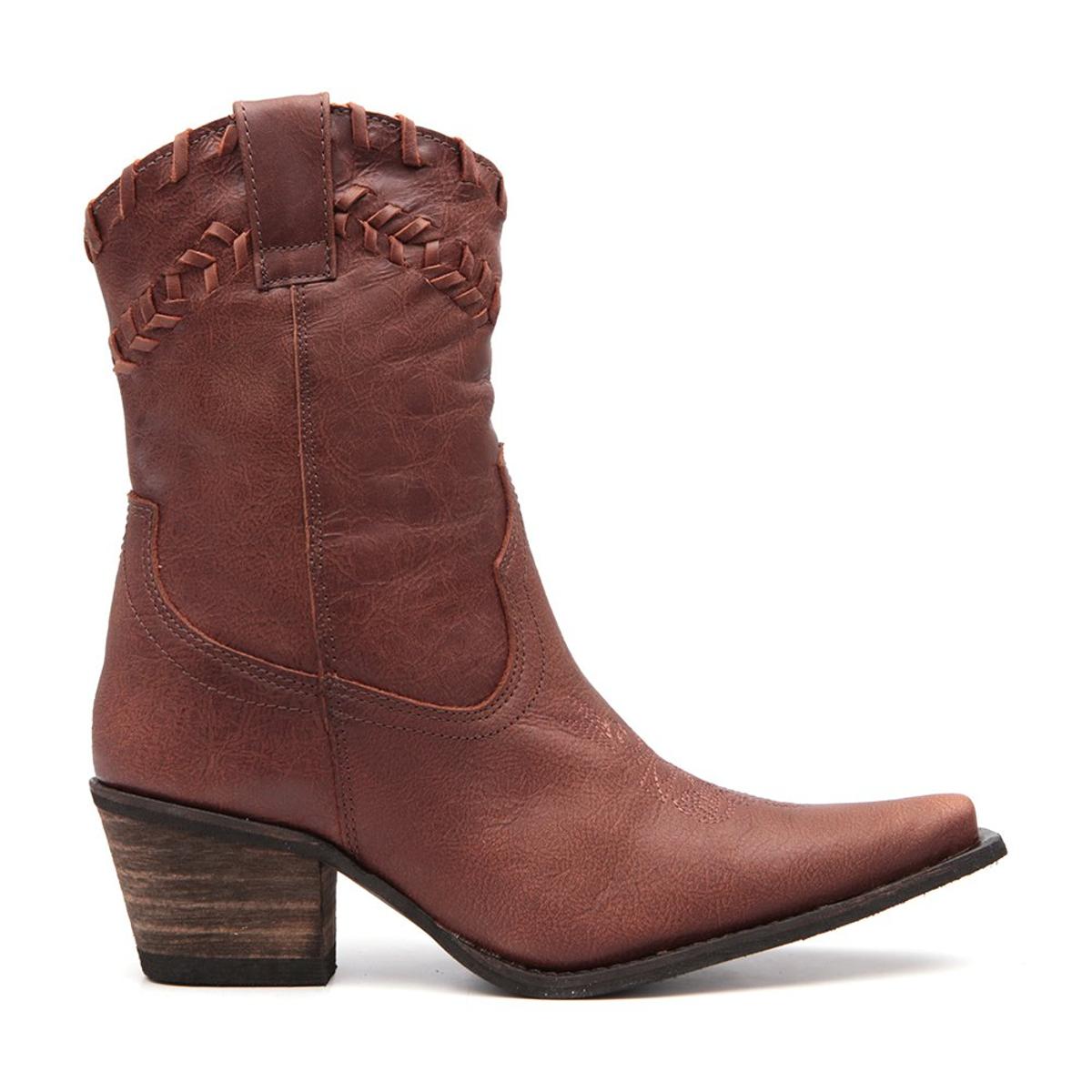 bota de couro feminina cano medio
