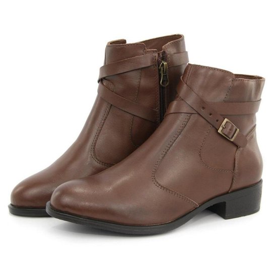 Bota Couro Feminino Montaria Fivela Confortavel Dia a Dia - Marrom Menor preço em Bota Couro Feminino Montaria Fivela Confortavel Dia a Dia - Marrom