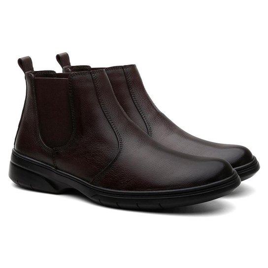 Bota Couro Hshoes Chelsea Cano Baixo Conforto Masculina - Marrom Menor preço em Bota Couro Hshoes Chelsea Cano Baixo Conforto Masculina - Marrom