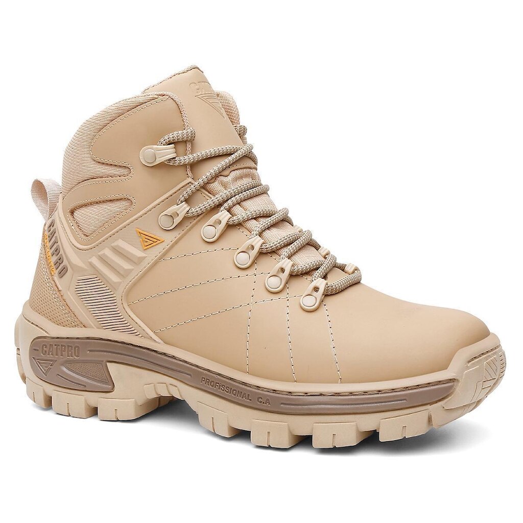Bota Couro Masculina para Trabalho Pesado com Solado Leve e Conforto Antibacteriano Interno CATPRO