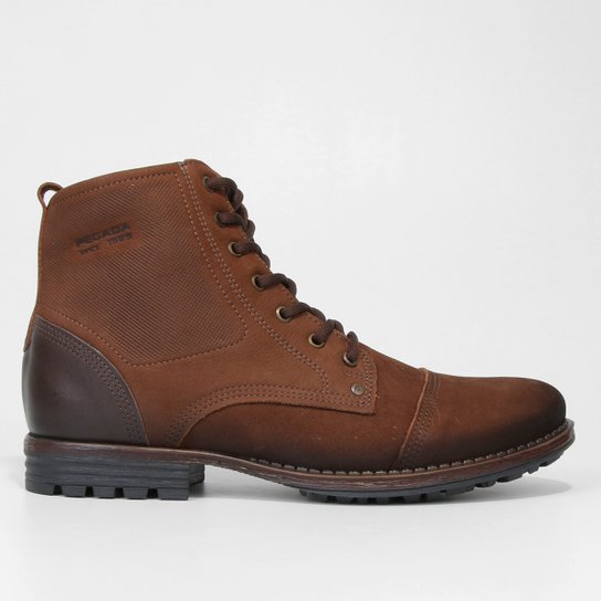 Bota Couro Pegada Cano Curto Masculina - Caramelo Menor preço em Bota Couro Pegada Cano Curto Masculina - Caramelo