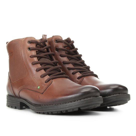 Bota Couro Pegada Cano Curto Masculino - Marrom Menor preço em Bota Couro Pegada Cano Curto Masculino - Marrom