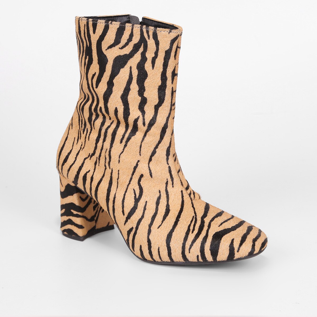Bota Couro Shoestock Pelo Animal Print Feminina - 3