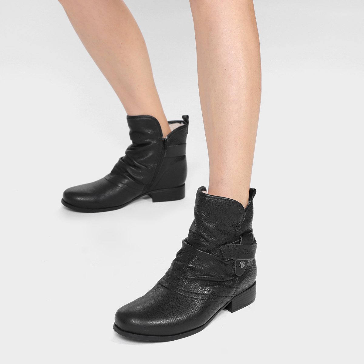 Bota Couro Slouch Cano Médio Bottero Feminina - 1