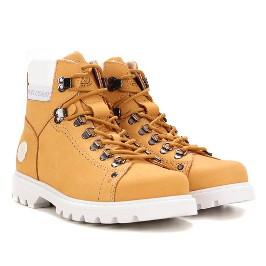 Bota Couro West Coast Worker Masculina - Amarelo Menor preço em Bota Couro West Coast Worker Masculina - Amarelo
