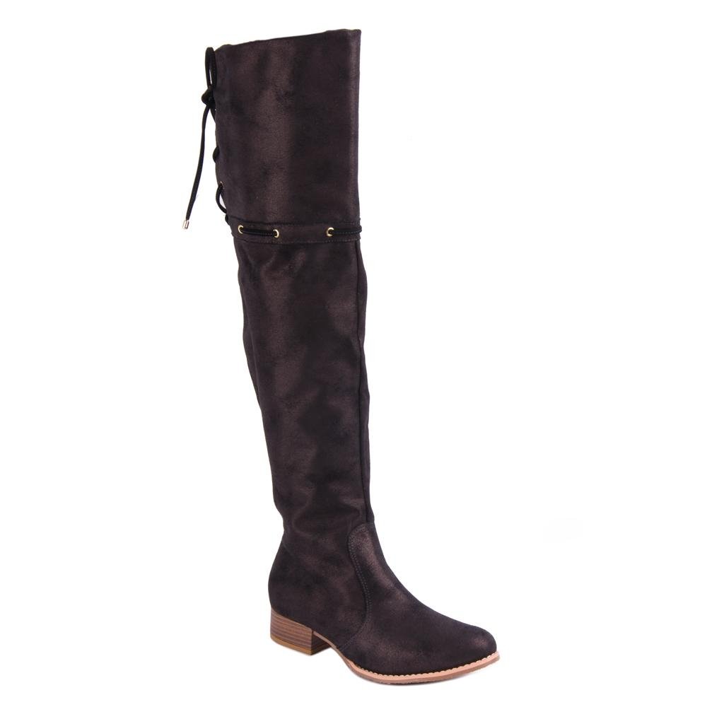 bota crysalis cano alto over the knee preta